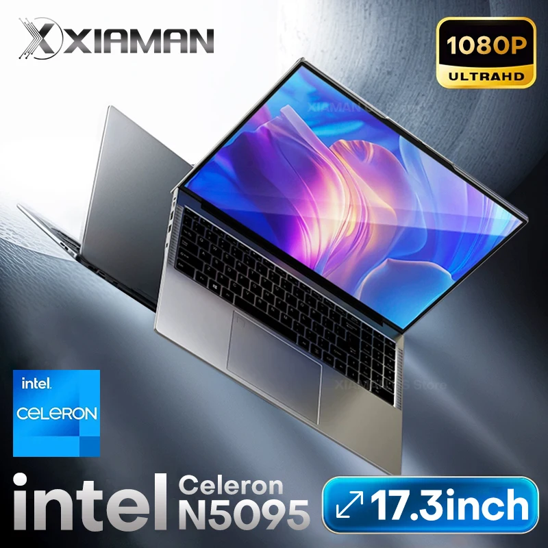 

17.3 inch Laptop Computer Intel N5095 Windows 11 16GB DDR4 1TB SSD Fingerprint Unlock Gaming Laptop Backlit Computer Notebook PC