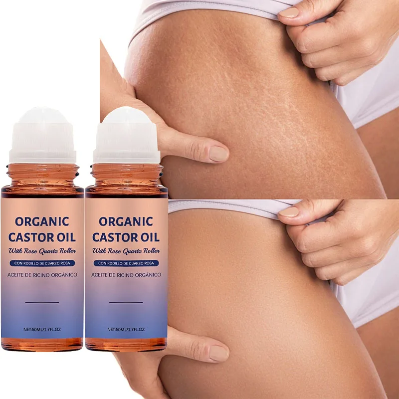 2PCS Castor Oil Ball Roller Ball Essential Oil, Cold-Pressed Castor Oil, Suitable For Face And Body Care, Natural Moisturizing Oil, Enhancing Skin Elasticity, Absorbs Quickly, Non-greasy, 50ml, Portable And Easy To Use.