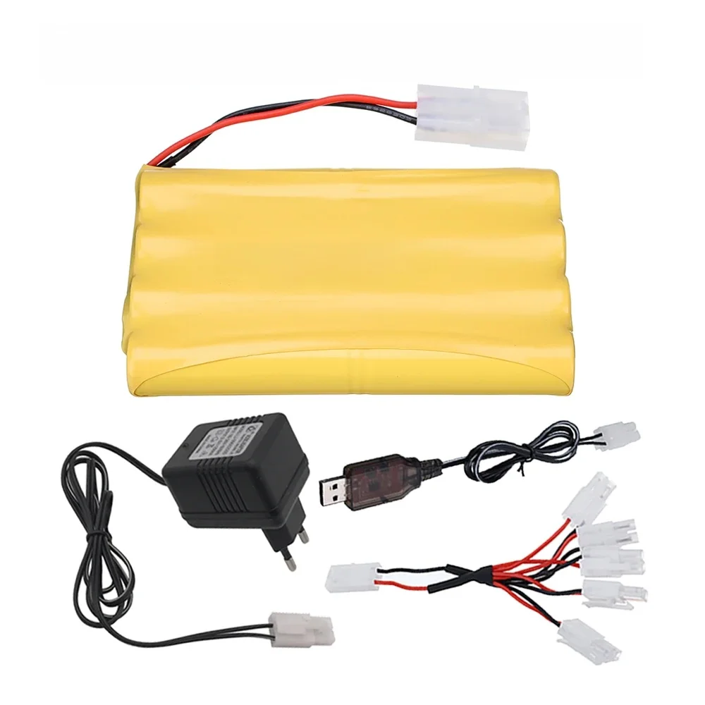 Batterie Rechargeable 9.6V 1000mAh pour voitures Rc, réservoirs, robots, bateau, jouets, pistolet, prise Tamiya, NiCD AA 9.6v, avec chargeur