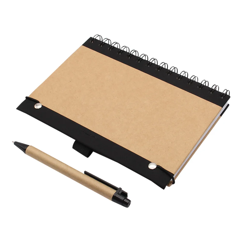 Retro Kraft Paper Solar Calculator Notebook Combo with Pen Large Screen Business Gift Calculator for Office School Supplies