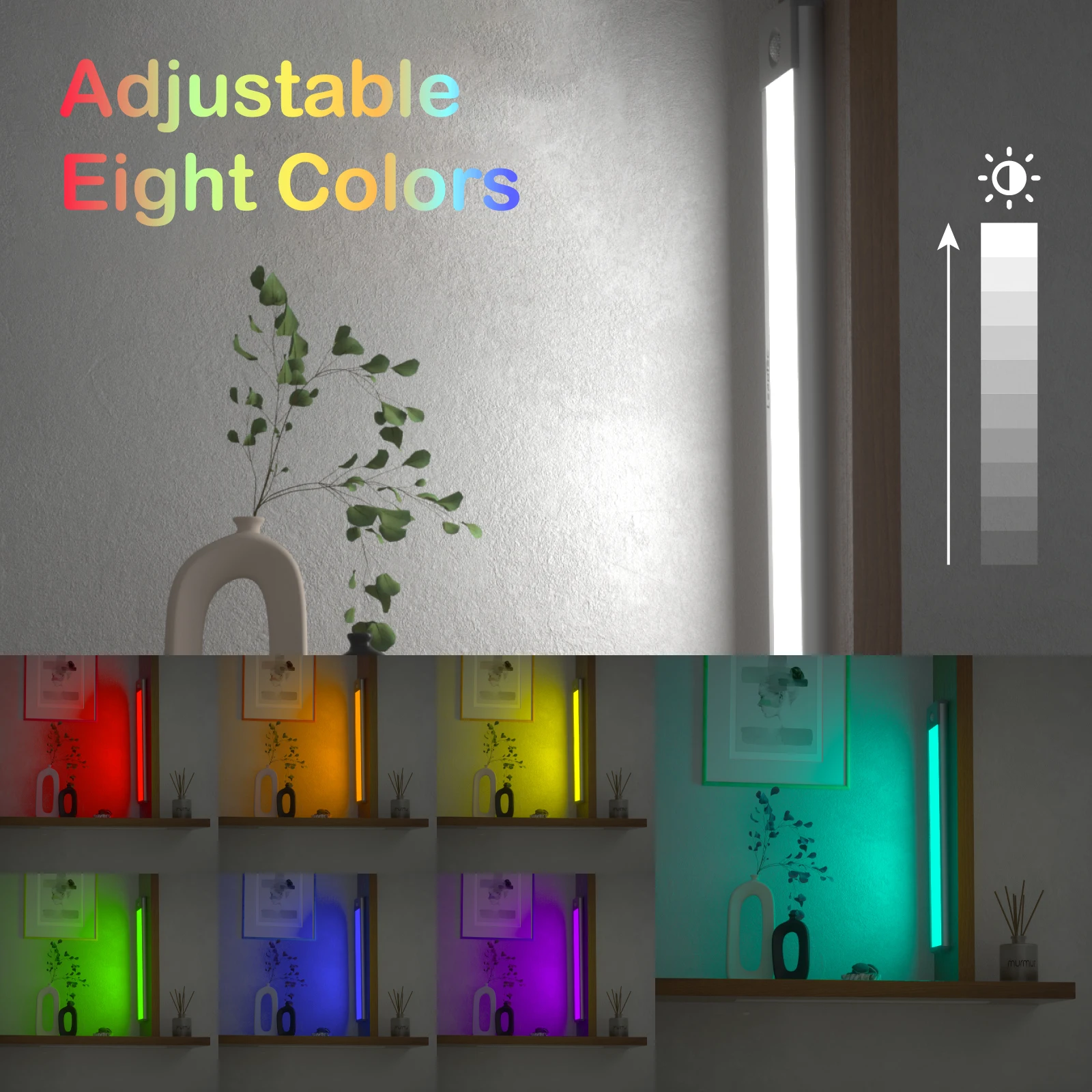 LEPOTEC 1pc 45LED RGB Wireless Rechargeable Motion Sensor Cabinet Lights,Lights for Kicthen,Bedroom,Hotel,Bar,Game room