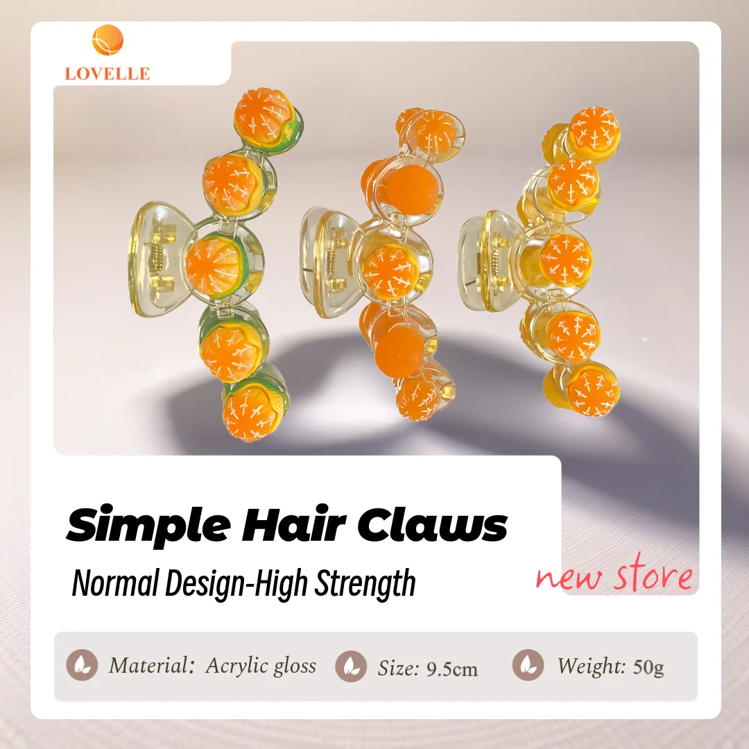 

LOVELLE Strong Quality New Style Hair Clips Claws for Girls Acrylic Orange Color 9.5CM Hair Decoration 5 Small Orange Accessory