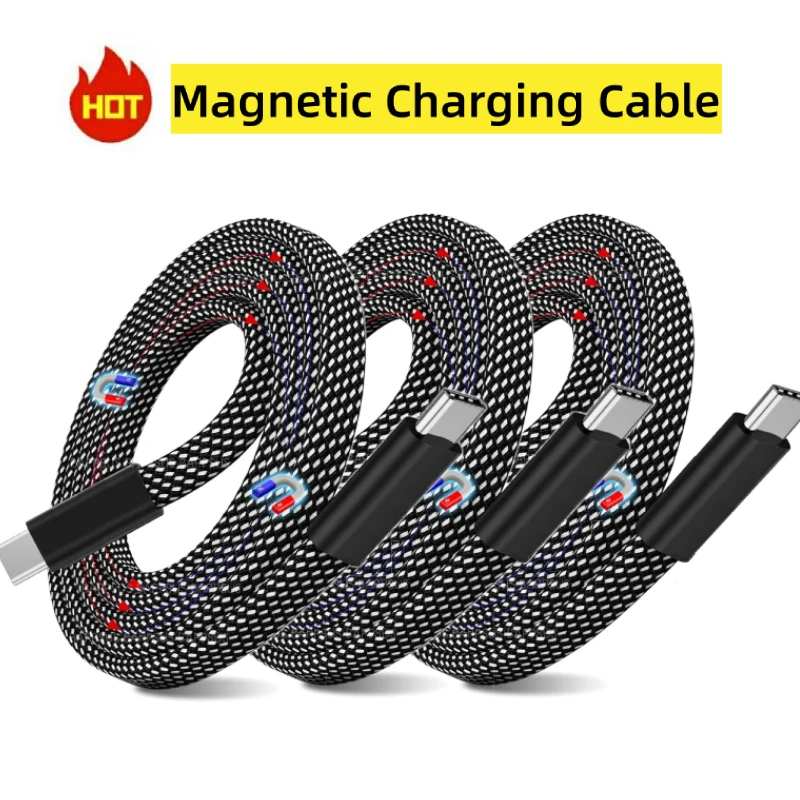 100W Magnetic Fast Charger Cable USB C To C for iPhone 16 65W USB A To C Data Charging Wire for Laptop Samsung Mobile Phone