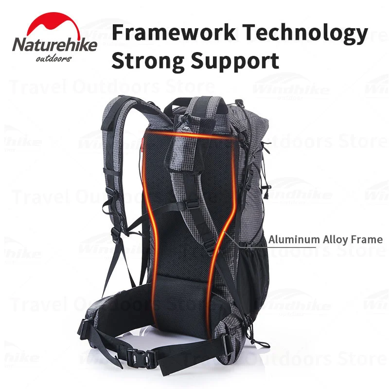 Naturehike Hot Sale 60L+5L Camping Backpack 1.16kg High Capacity 15kg Load Camping Backpack Tear-Risistant Hiking Backpack