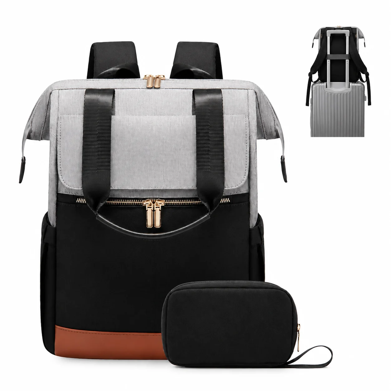 Laptop Rucksack Damen Herren 15,6 Zoll, Multifunktion Rucksack Handtasche Umhängetasche mit Zusatz Tasche, Wasserabweisend