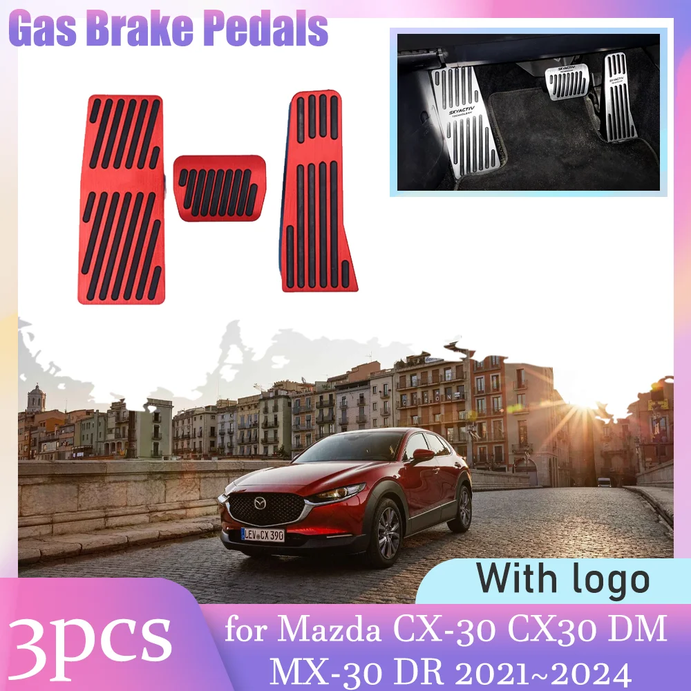 

Car Gas Brake Pedals for Mazda CX-30 CX30 DM MX-30 MX30 DR 2021~2024 Anti-Slip Alloy Rest Clutch Foot Pedal Cover Accessories