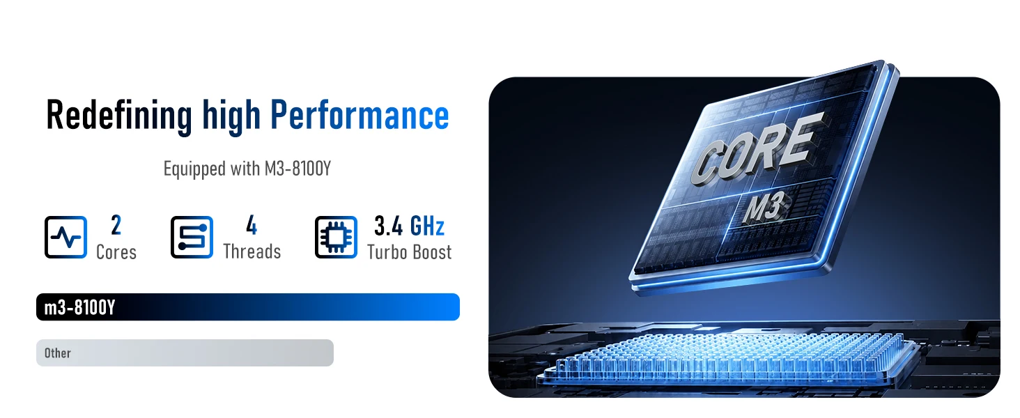 18.5' Laptop Intel Core M3-8100Y 3.4GHz, 16GB RAM 1TB SSD, Win 11 Pro Notebook Computer, FHD IPS Display 1920x1080, Full Keyboard with Numeric Keypad, USB-C HDMI RJ45, Dual Screen Support, Laptop for Work & Study