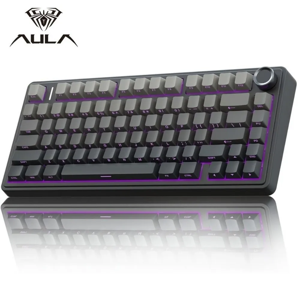 AULA F75 Tri-Mode Kabellose Mechanische Gaming-Tastatur, 75% Layout, 2.4GHz/Bluetooth/Kabelgebunden, RGB-Hintergrundbeleuchtung, OEM-Profil, Gasket-Struktur