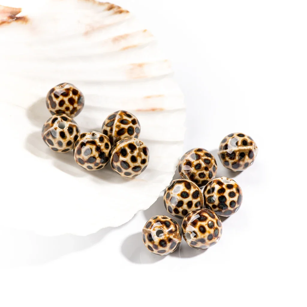 15 #10 stücke Mode Leopard Keramik Perlen Hohe Qualität Porzellan Schmuck Zubehör # MY262