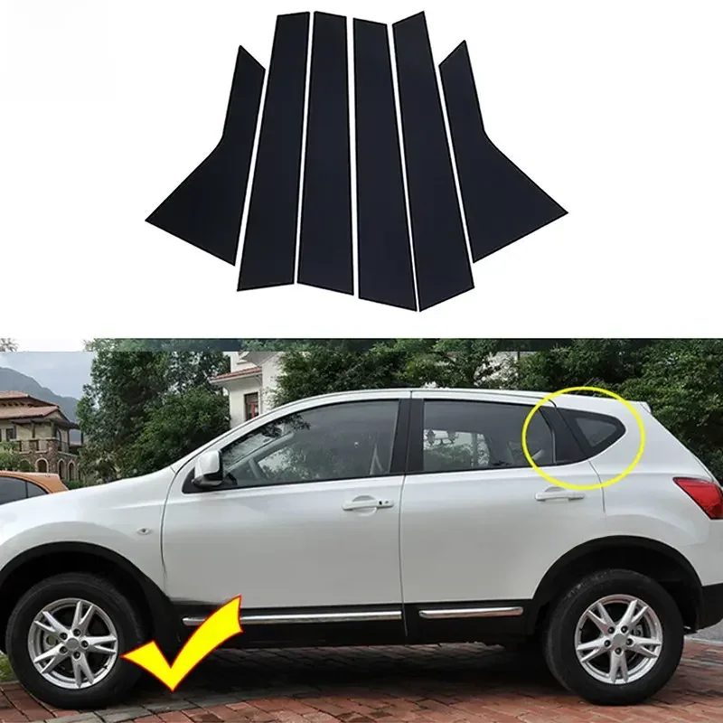 6 sztuk dla Nissan Qashqai J10 2008 2009 2010 2011 2012 2013 Słupki szyby drzwi Zestaw listew ozdobnych Akcesoria dekoracyjne — zdjęcie 2