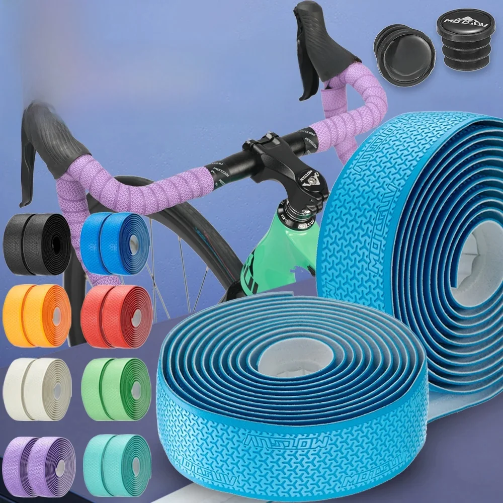 AliExpress VXM MOTSUV Road Bicycle Handlebar 3D three-dimensional pattern EVA PU Bar Tape Soft Cycling Damping With 2 Bar Plug Anti-slip straps