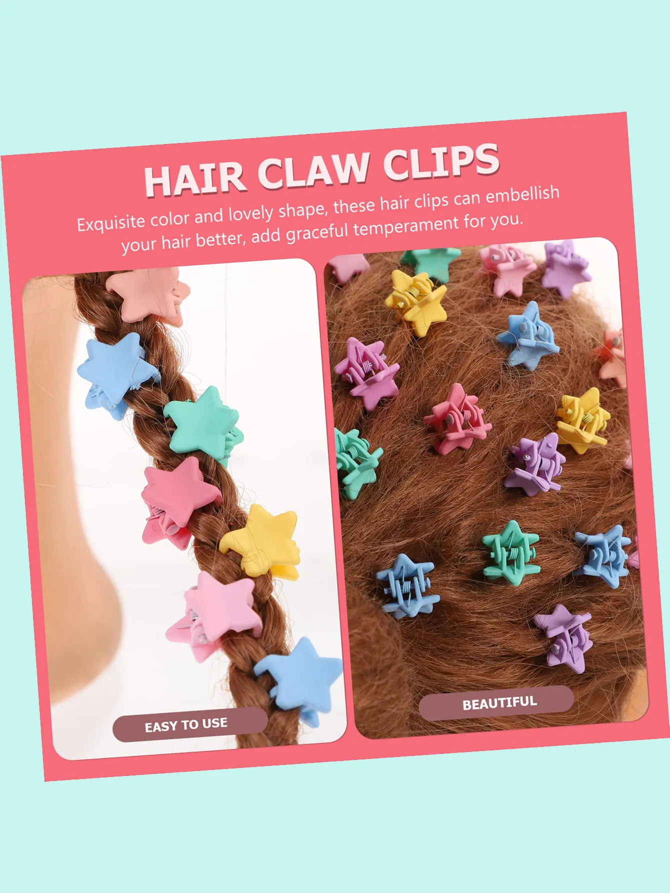 50pcs Star Mini Hair Claw Small Hair Clips women Baby Toddler Girls Decorative for Girls Cute Star Hair Claw Clips