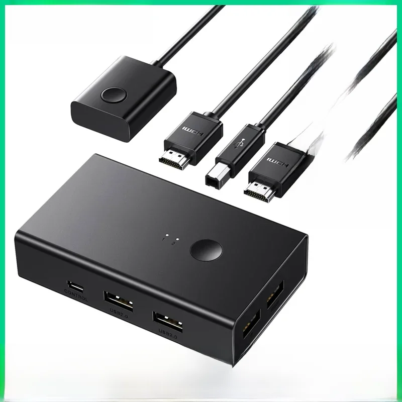 UGREEN kompatybilny z HDMI przełącznik KVM 4K @ 60Hz USB 2.0 Switcher 2 w 1 Out do drukarki Monitor mysz 2 sztuki udostępnianie 1 urządzenie Splitter — zdjęcie 2