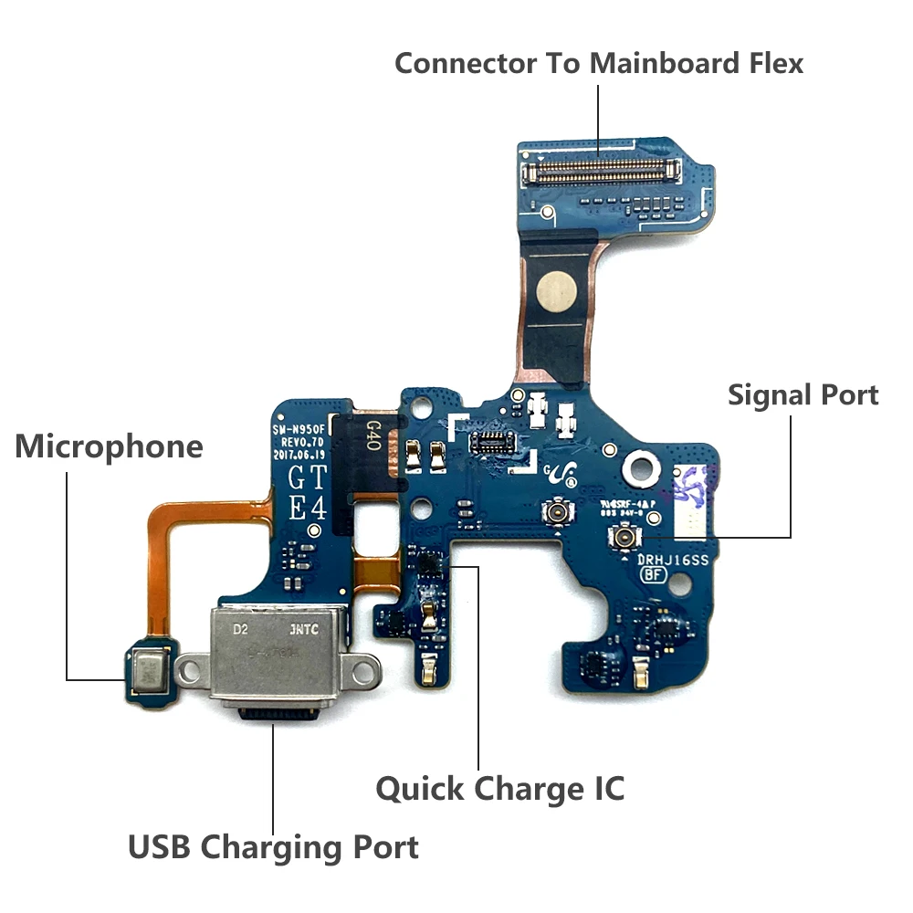 20Pcs，USB Charge Dock Socket Jack Connector Flex Cable For Samsung Note 20 Ultra Note 8 9 10 Lite Note 10 Plus Charging Board