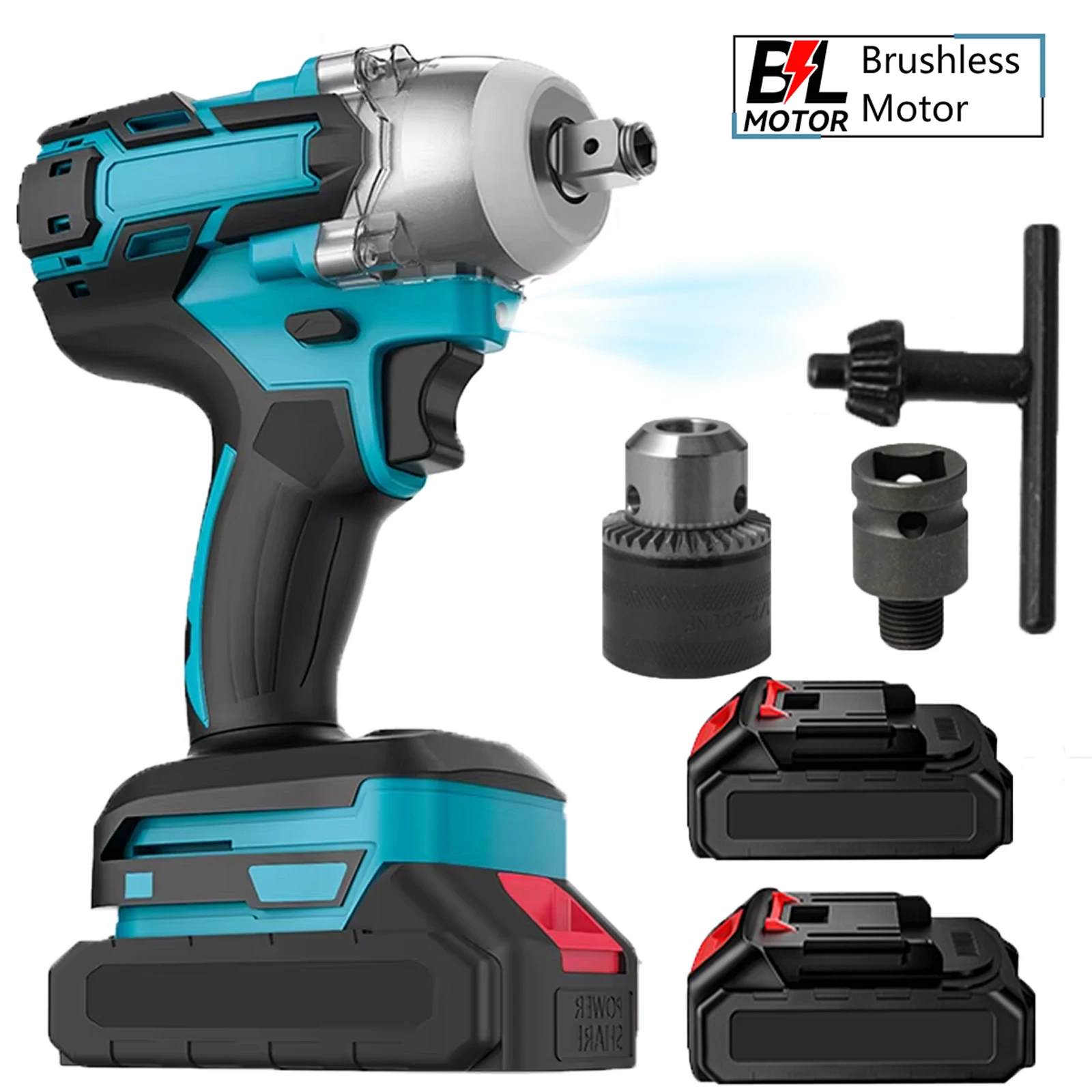 Chiave a impulsi elettrica senza fili da 520 N.m, chiave elettrica portatile senza spazzole, trapano manuale, utensile multifunzionale per lavori di falegnameria, kit di utensili elettrici per uso