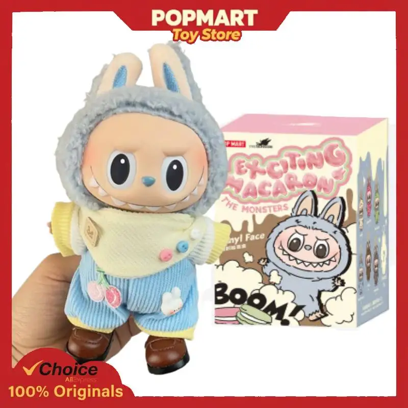 

POP MART LABUBU V1: Коллекционная фигурка в стиле милого макаронного младенца, в комплекте с одеждой, оригинальная, в слепой коробке