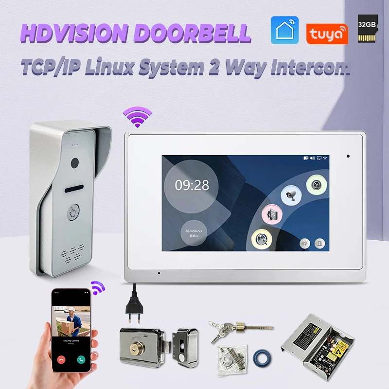 

Hot Selling TCP/IP Linux System Video Door Phone Intercom 7 Inch Touchscreen HD Camera Doorbell Visual Full on Villa