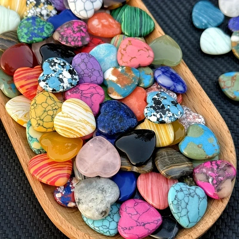 AliExpress NONE 10/20/30PCS Heart Shape LOVE 20MM Natural Crystal Amethyst Agate Irregular Mineral Healing Stone Gravel Specimen Home Decoration