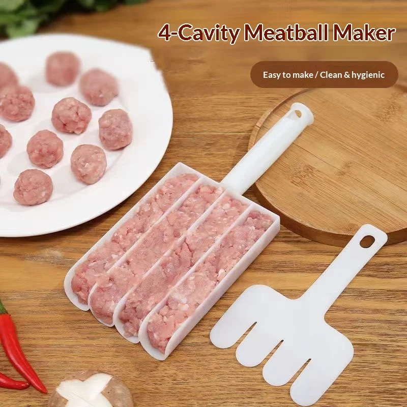 4‑Grid Meatball Maker PP Plastic Meat Ball Mold Manual Meatball Making Tool For Home Kitchen Cooking Meat Ball Gadget