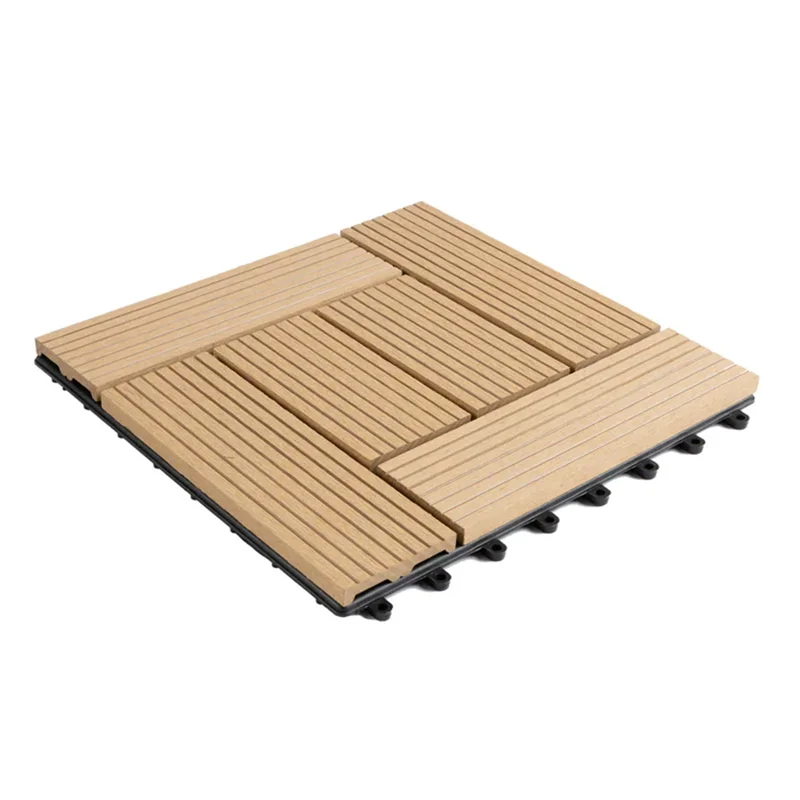 WPC Terrassenfliesen Klicksystem Holzoptik Teak 30x30 cm Wetterfest Balkonfliesen Gartenfliesen Outdoor Bodenfliesen