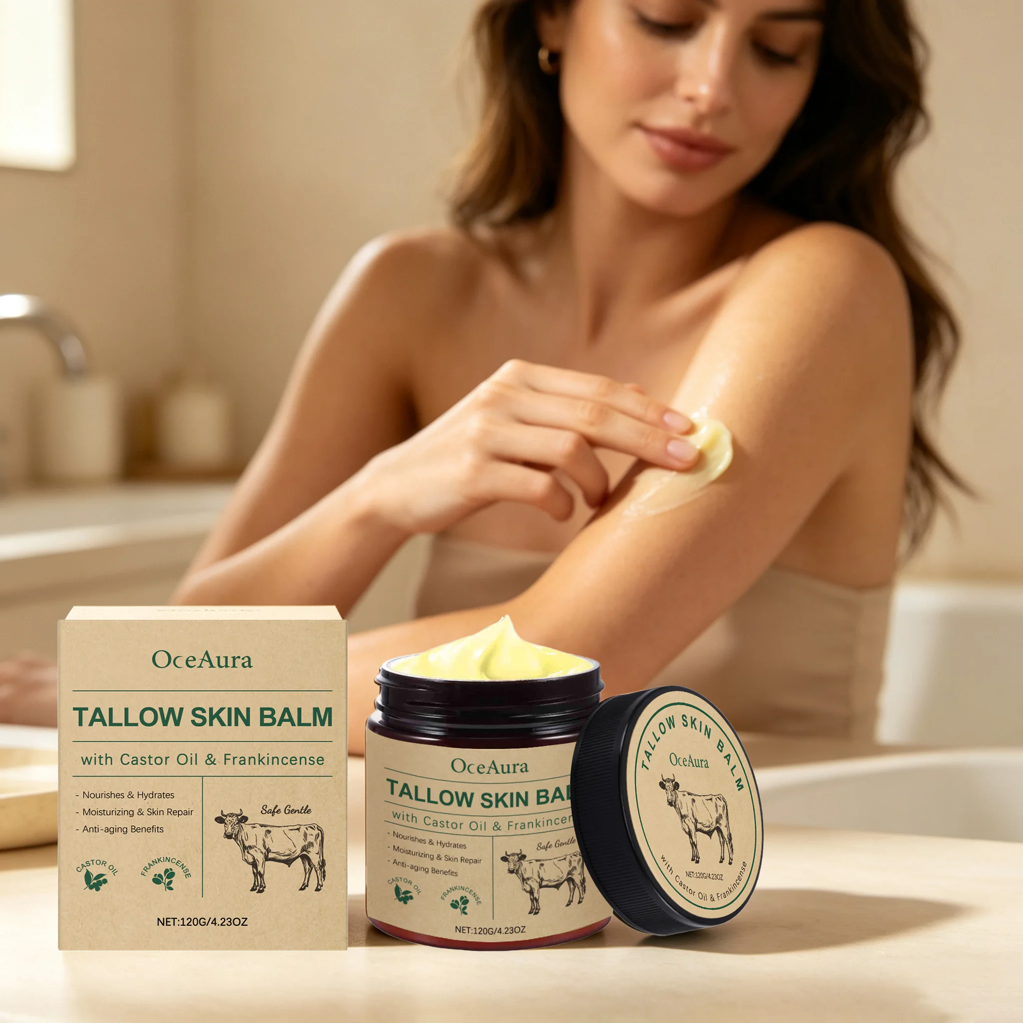 120G Body Tallow Balm Deep Moisturizing Nourishing Pores Improve Skin Texture Smoothing Strengthen Barrier Non-greasy Soothing Body Lotion