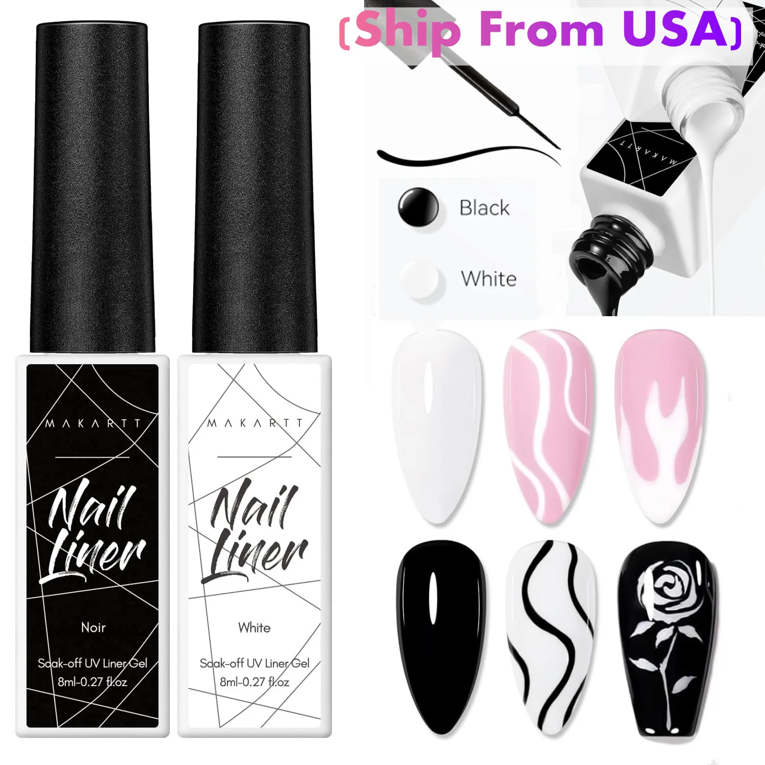 

Гель-лак для подводки ногтей, 8 мл, ультратонкая кисть, полупостоянная УФ/светодиодная система замачивания для французского маникюра, рисования ногтей