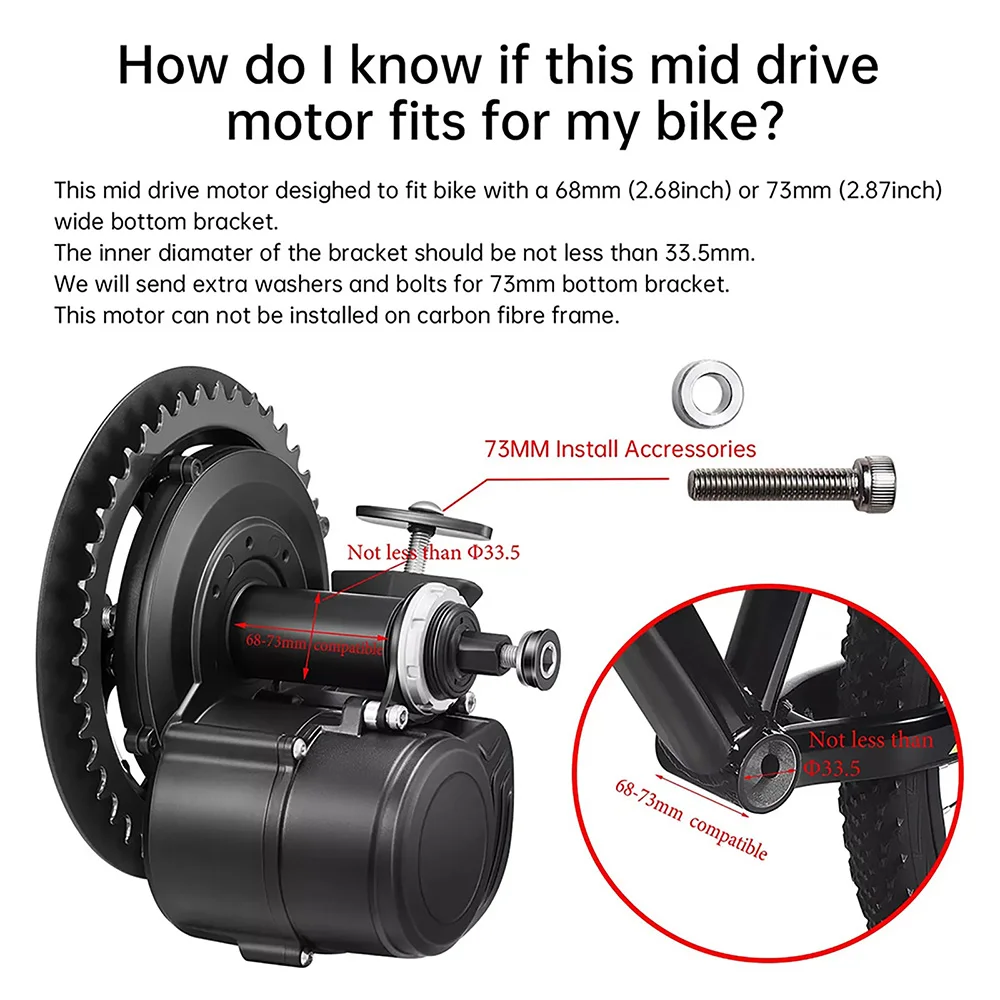 TongSheng TSDZ2B 36V 250W 350W 48V 500W Drehmomentsensor DIY E-Bike Mittelmotor-Kit mit 860C Display für 68-73mm Tretlager – Detail 7