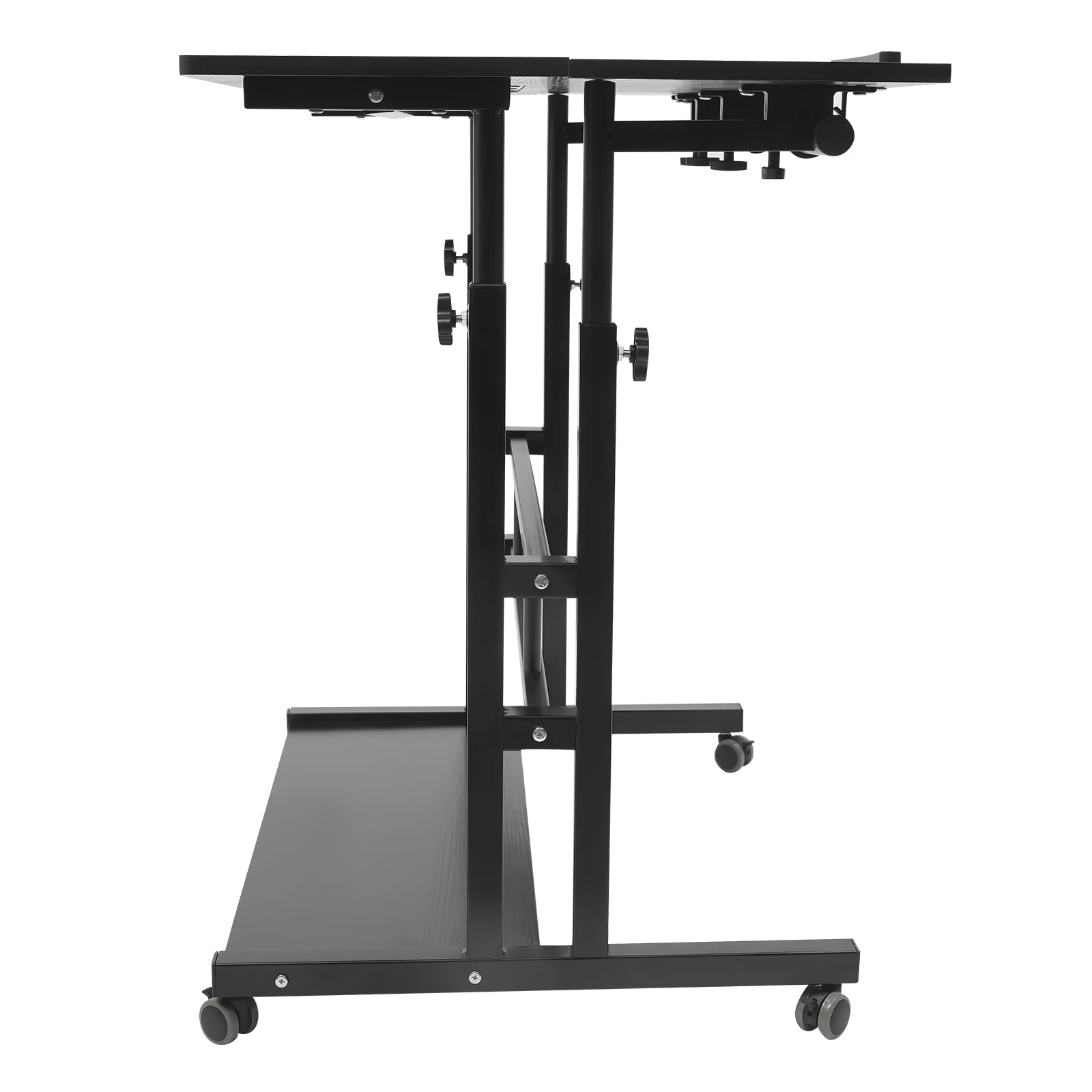 Móvel ajustável Stand Up Desk, Mesa para laptop com rodas, Mesa de armazenamento, Home Office Workstation, Mesa rolante, Carrinho preto para laptop