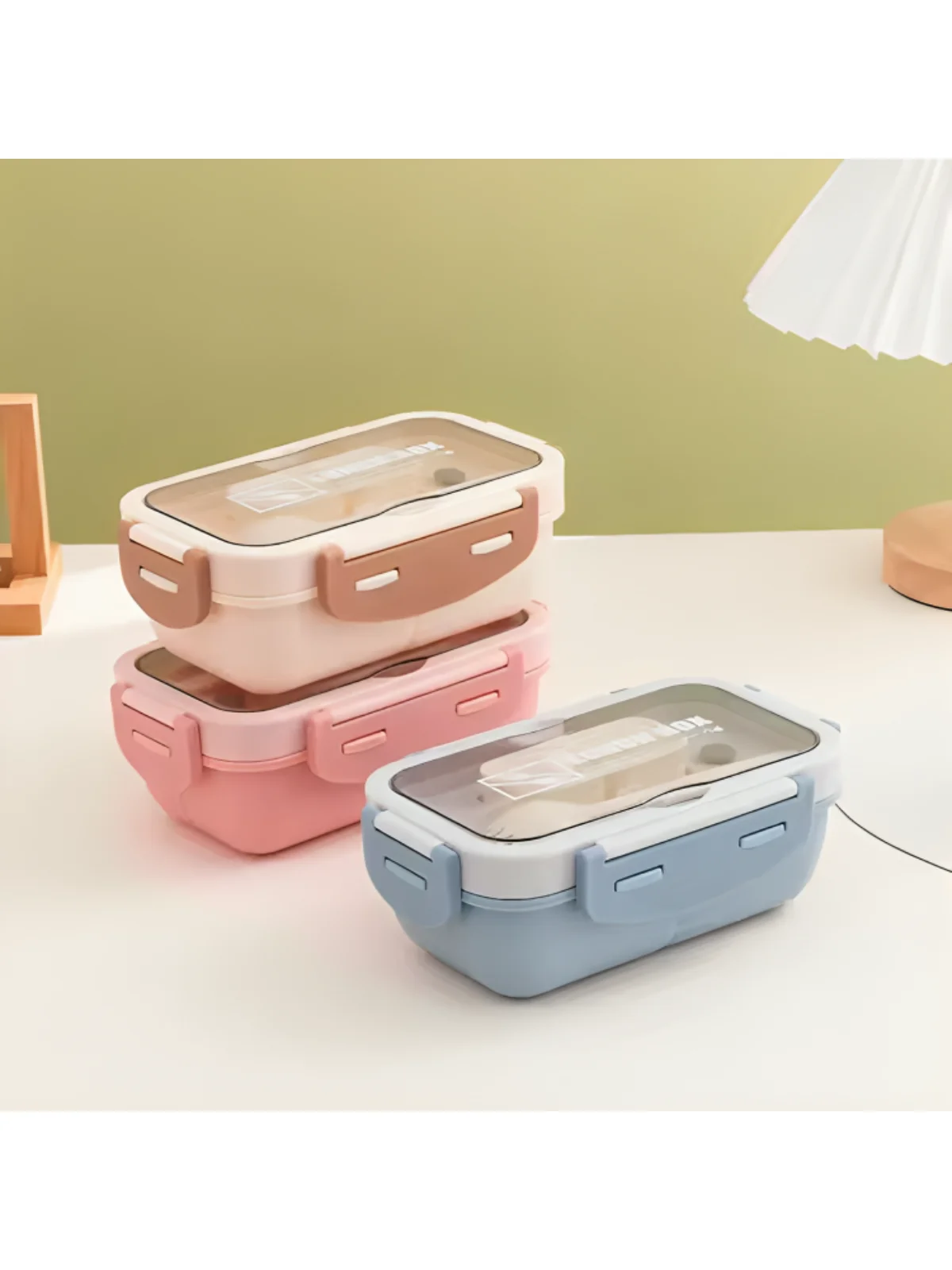 Tupper Lunch Box FG-54 con Compartimentos y Cubiertos | Hermético, Portátil y Reutilizable