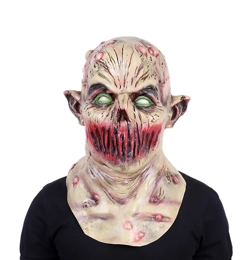 Bezustny kask maska lateksowa potwora Cosplay Horror krwawa maska impreza maskarada akcesoria odzieżowe Halloween