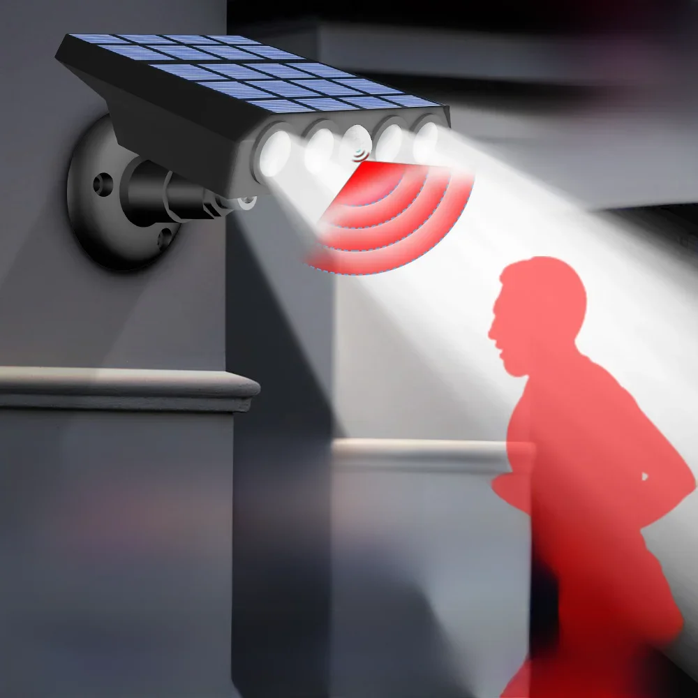 LED Solar Wall Light para Paisagem Exterior, Lâmpada ao ar livre, Refletor impermeável, Iluminação