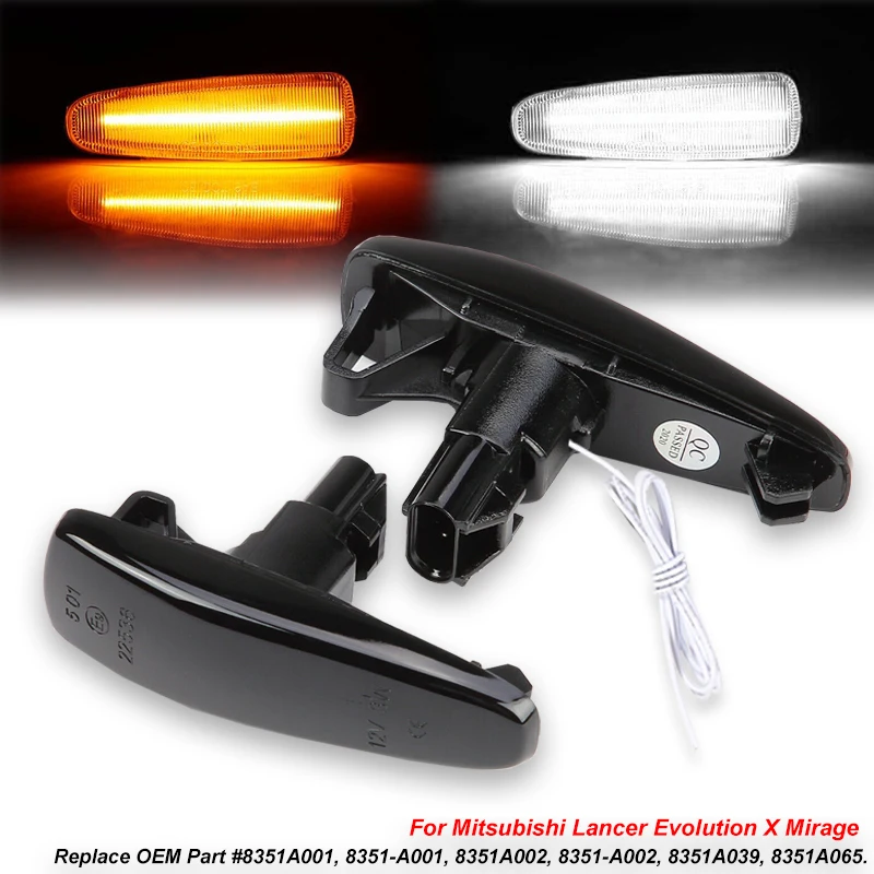 ديناميكية العنبر بدوره مصباح إشارة مصباح ماركر لميتسوبيشي لانسر تطور Evo X أوتلاندر سبورت RVR ASX الأبيض DRL مصباح وقوف السيارات #1