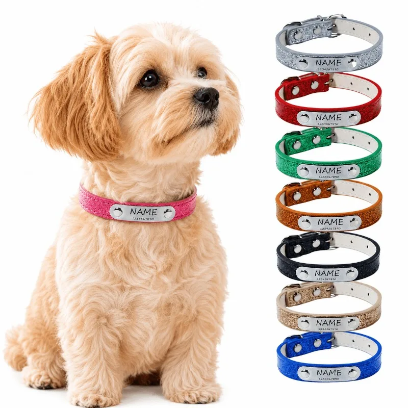 Collar personalizado PU reflectante ajustable para perros y gatos - imagen 5
