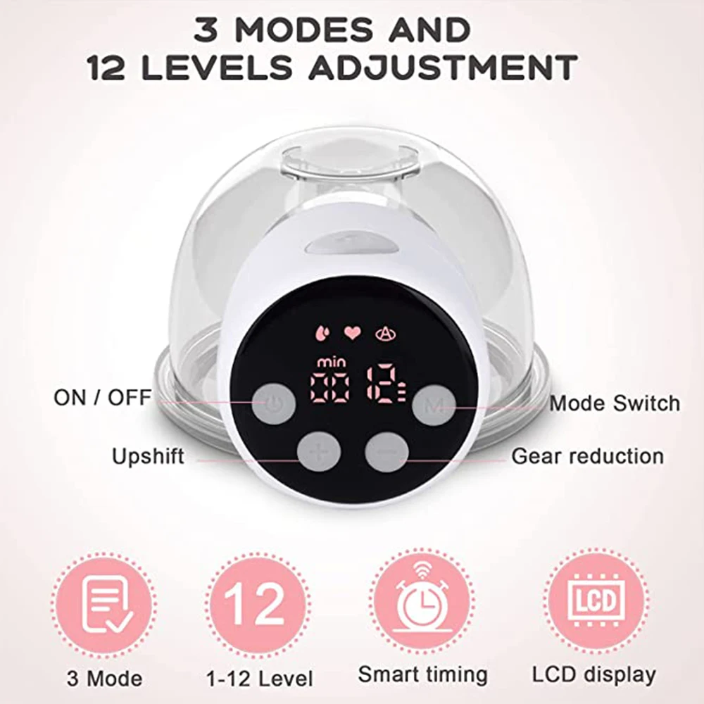 S12 Pro Portable Electric Breast Pump Silent Wearable Automatic Milker LED Display USB Rechargable Hands-Free Milker BPA Free