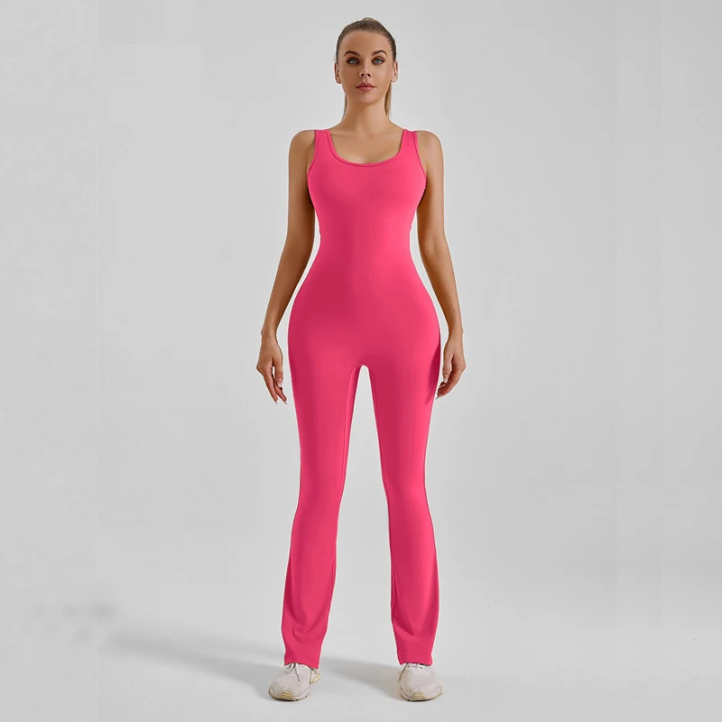 PINGNIAO-Macacão Esportivo Oco Sem Costas Feminino, Fato de Fitness Sem Mangas, Roupa de Ioga, Quadris Elevadores, 1 Pc