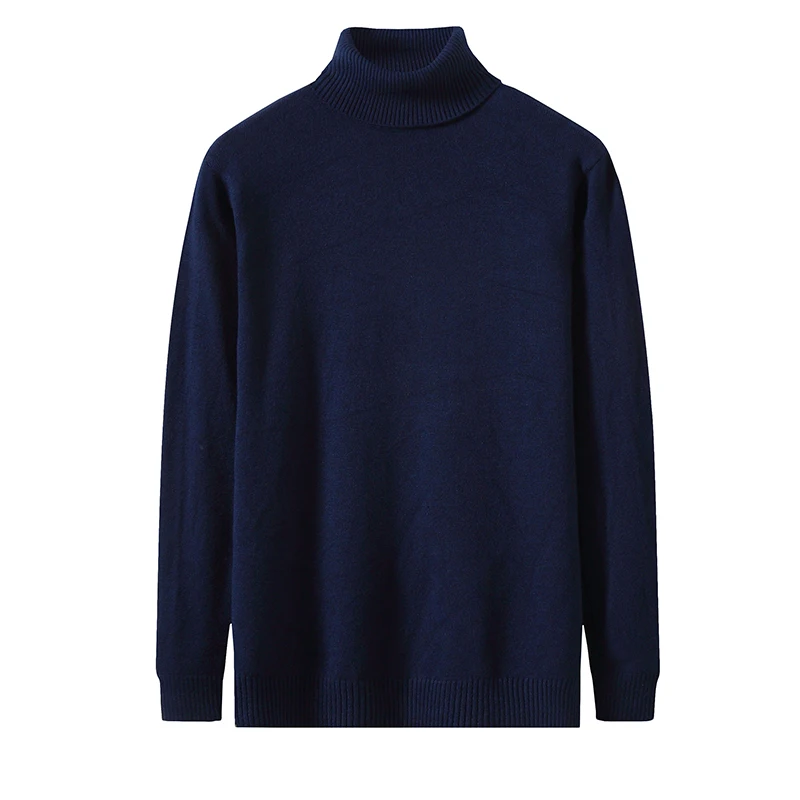 Pull à col roulé à manches longues pour homme, tricot décontracté, couleur unie, blanc, noir, automne et hiver