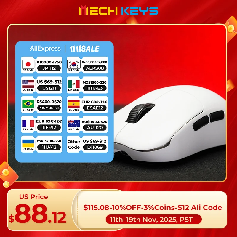 

RAWM ES21M Series 8K Легкая беспроводная Bluetooth-мышь PAW3950 Nordic52840 300 мАч Игровые мыши для киберспорта Smart Speed с низкой задержкой