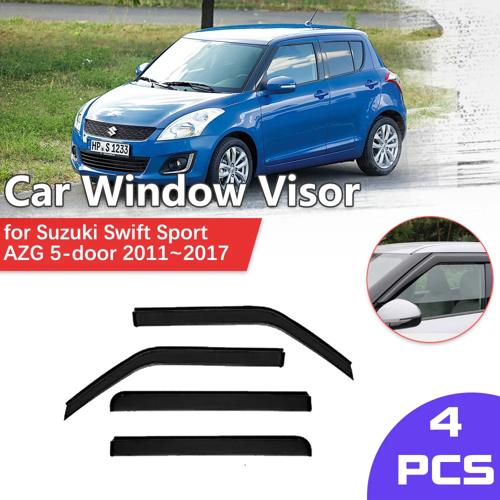 Car Window Visor for Suzuki Swift Sport AZG 5-door 2011~2017 Shelter Rain Eyebrow Vent Awning Smoke Deflector Guard Accessories