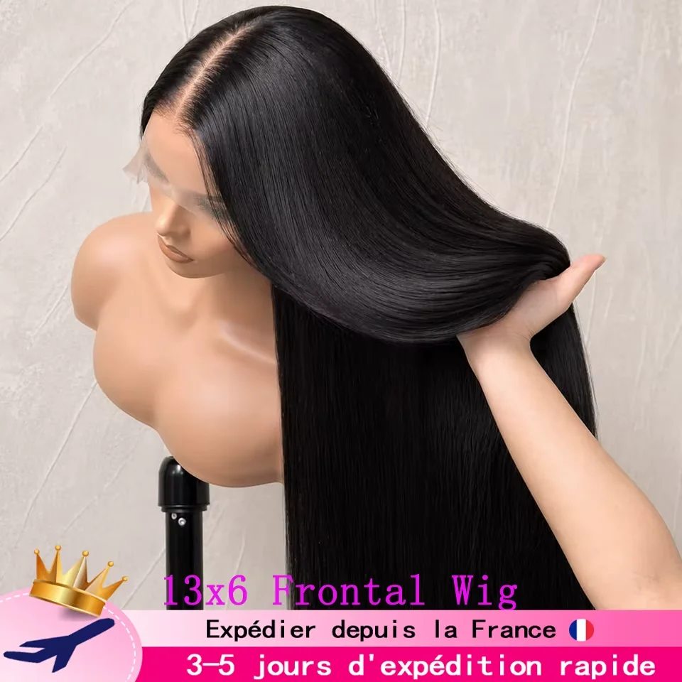 13x6 HD Transparente Glatte Lace-Front-Perücken 28 30 32 34 Zoll Echthaar HD Lace-Perücke 13x6 Echthaar Brasilianische Lace-Frontal-Perücke 18-34 Zoll für Frauen 3-5 Tage Lieferzeit Frankreich