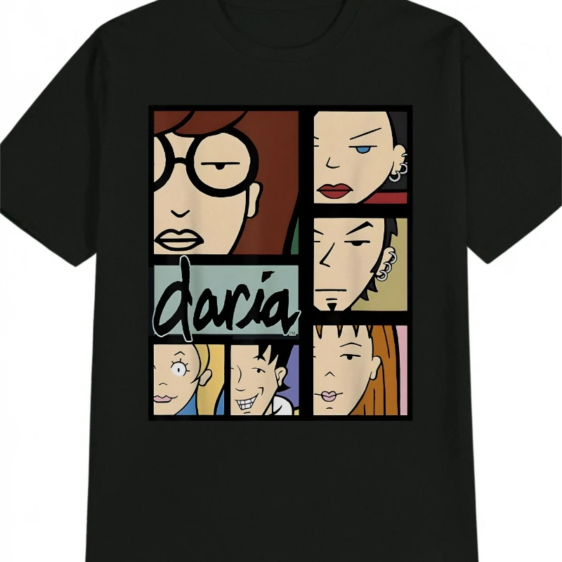 

Men'S Casual Crew Neck T-Shirt with Anime Inspired Print Daria Design with Colorful Character IllustrationsTshirt Anime Comforta