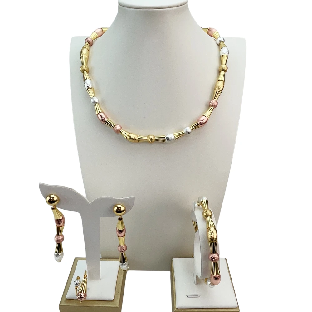 EMMA موضة دبي مطلية بالذهب الخرز القلائد أقراط خواتم مجموعات المجوهرات الجميلة للنساء هدايا مجوهرات حفلات الزفاف FHK21416