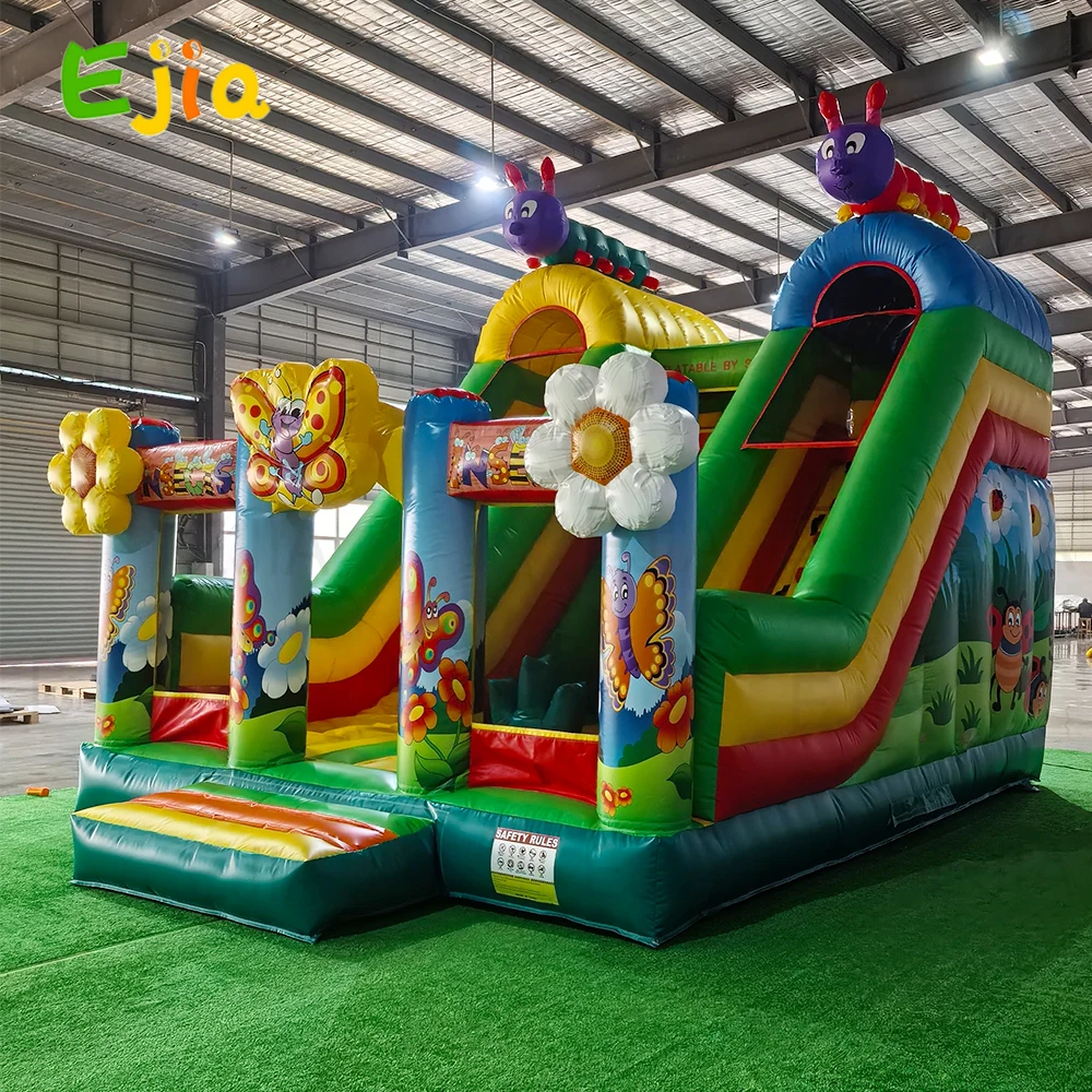 Large Busy Bee Theme Inflatable Combo Bouncy Castles With Double Slide Commercial Bounce Houses for Kids Party Birthday Event