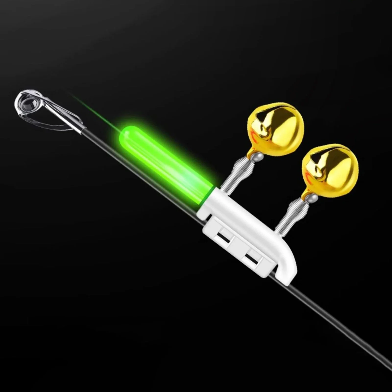 Alarme de morsure de pêche, Double cloche, Clip de canne à pêche, lampe à Induction, Flash de nuit, Led, accessoires de pêche sans batterie