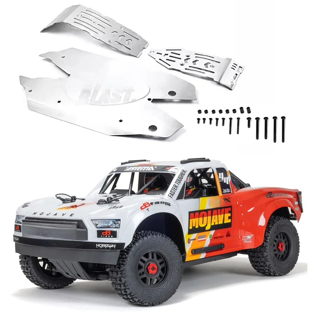 Metalen Rvs Chassis Armor Botsing Bescherming Protector Skid Plate voor ARRMA 1/8 MOJAVE 4S 4X4 Desert Truck ARA4404 - afbeelding 2