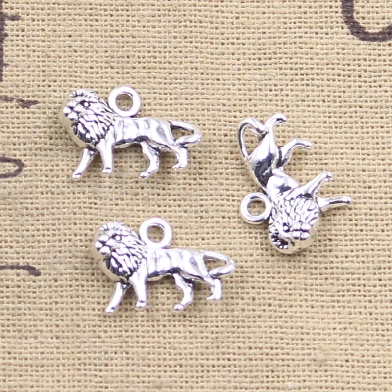 20 sztuk Charms zwierząt lew 12x18mm antyczne srebro kolorowe wisiorki DIY rzemiosło dokonywanie ustaleń Handmade biżuteria tybetańska — zdjęcie 2