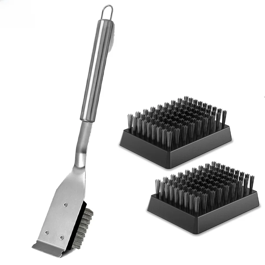 Brosse et grattoir pour gril, brosse de barbecue en fil métallique pour gril extérieur, accessoires de nettoyage pour barbecue de 16,5 pouces, brosse de nettoyage sûre