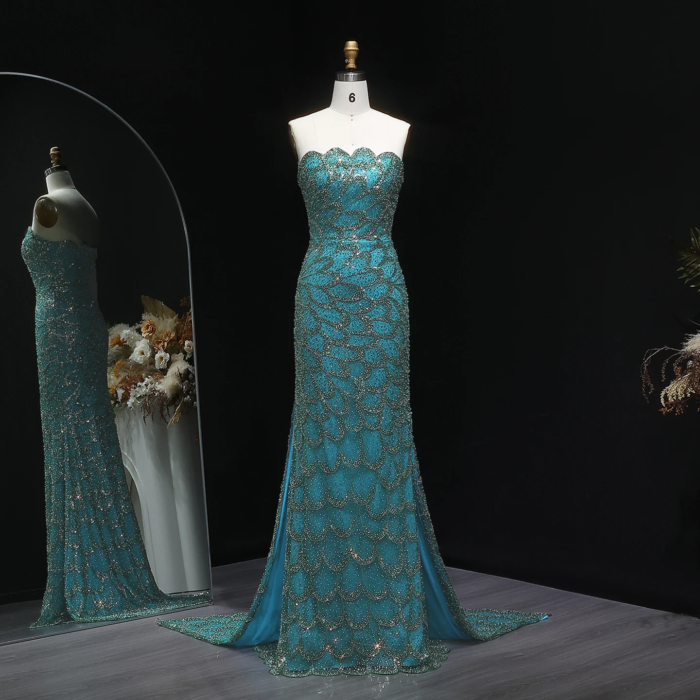 Sharon Said Stunning Emerald Green Strapless Mermaid Evening Dress for 2025 Wedding Arabic Formal Party Gowns SS601 Customized image 2