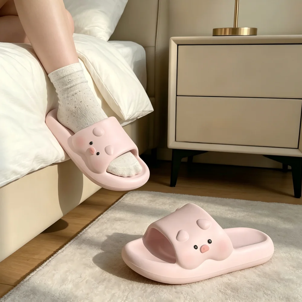 

New Cute Cartoon Pig Slippers Unisex Men Women Extremely Comfy Cushioned EVA Thick Non Slip Sole Indoor Outdoor Shower House