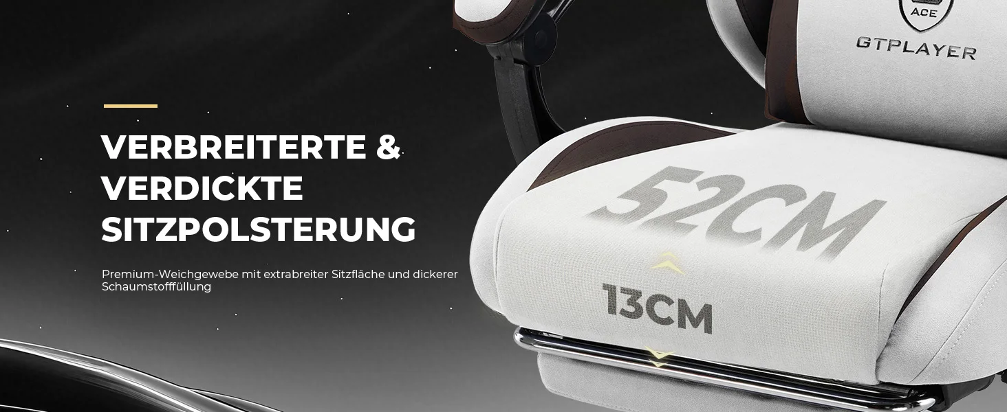 GTPLAYER Gaming Stuhl, Ergonomischer Gamer Stuhl aus Stoff mit Lendenwirbelstütze, PC-Stuhl mit verbreiterter Rückenlehne – Detail 3