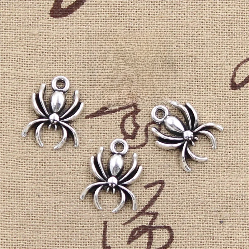 30 sztuk Charms pająk Halloween 17x14mm antyczny brąz srebrny kolor wisiorki dokonywanie DIY Handmade tybetańska biżuteria z brązu — zdjęcie 2